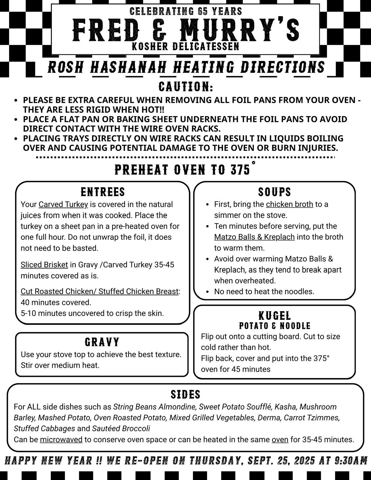 Rosh Hashanah - a la carte and Dinner Package Menus