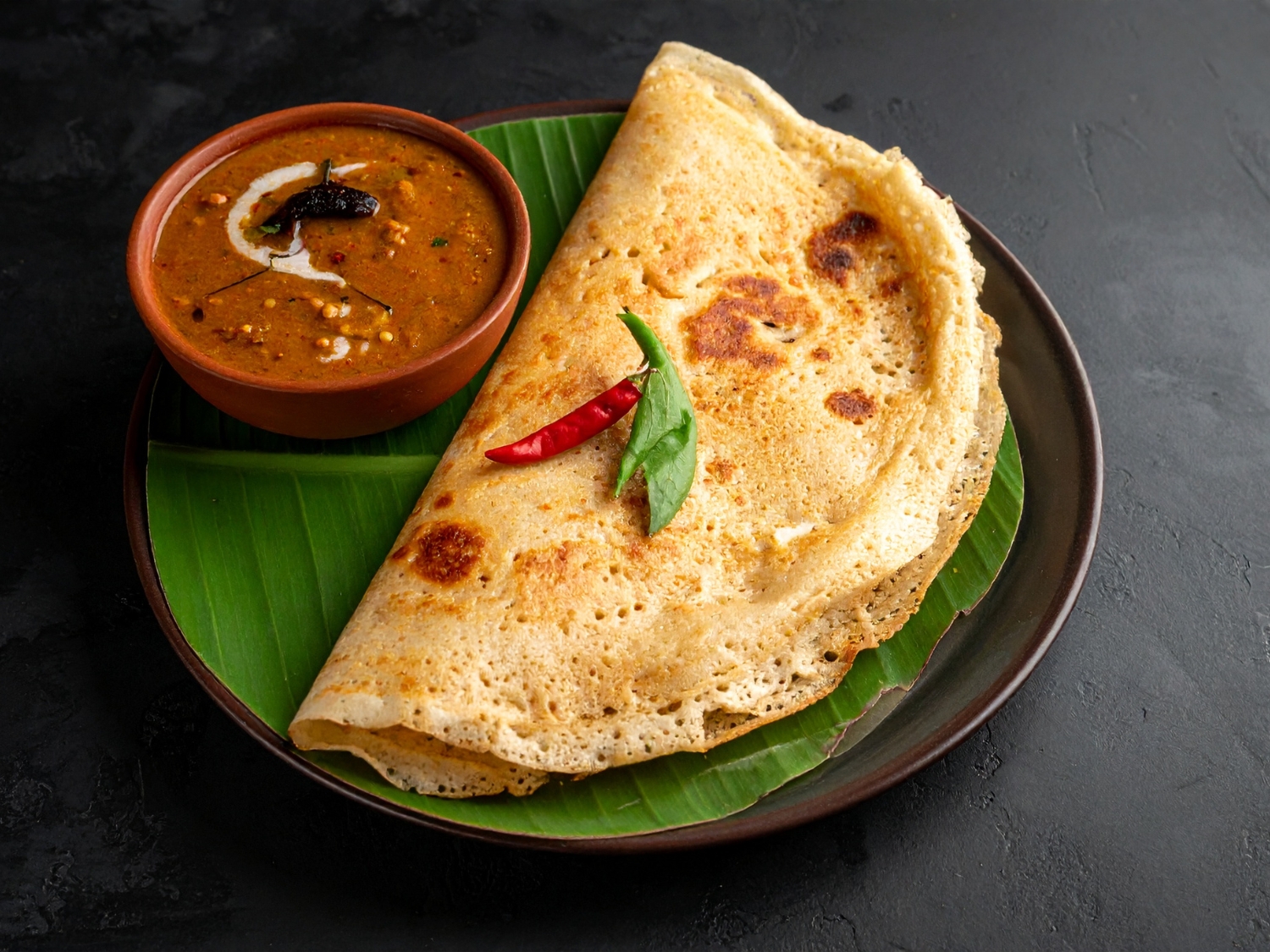 Plain Dosa With Fish Desi Curry