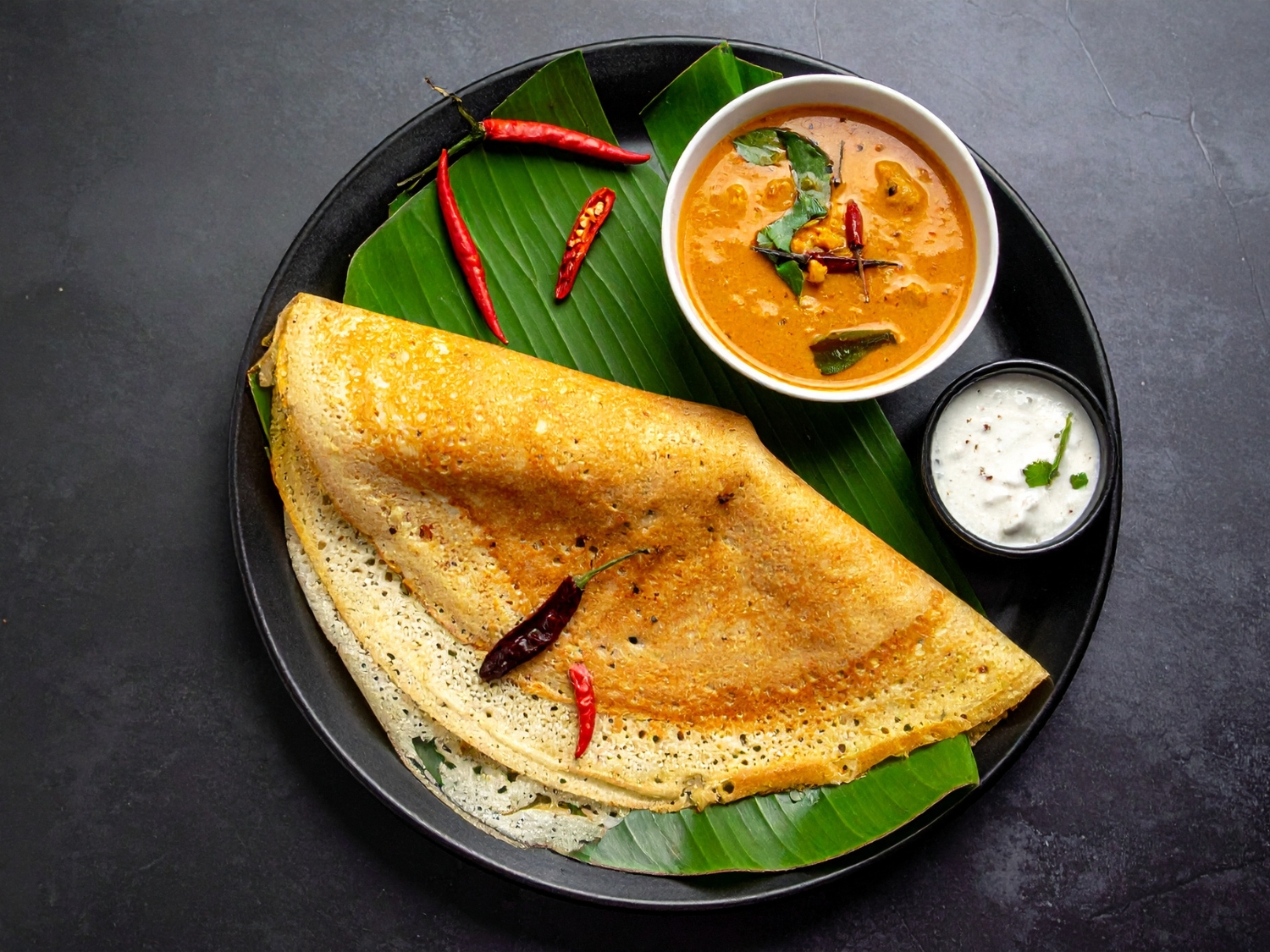 Plain Dosa With Goat Desi Curry
