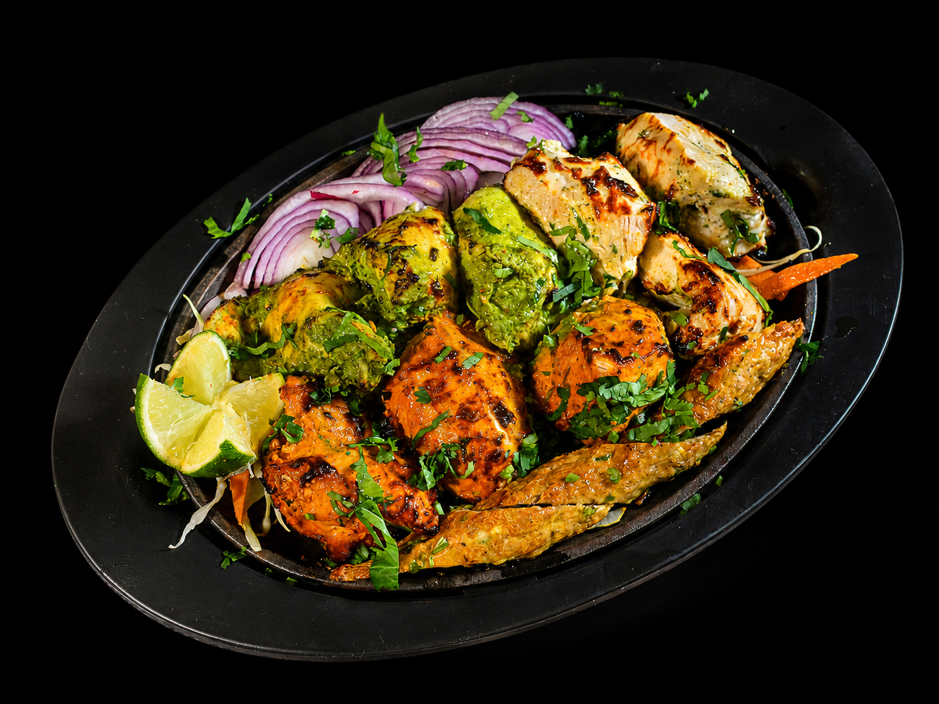 Tandoor Sampler (Tikka, Malai, Hariyali & Lasuni)
